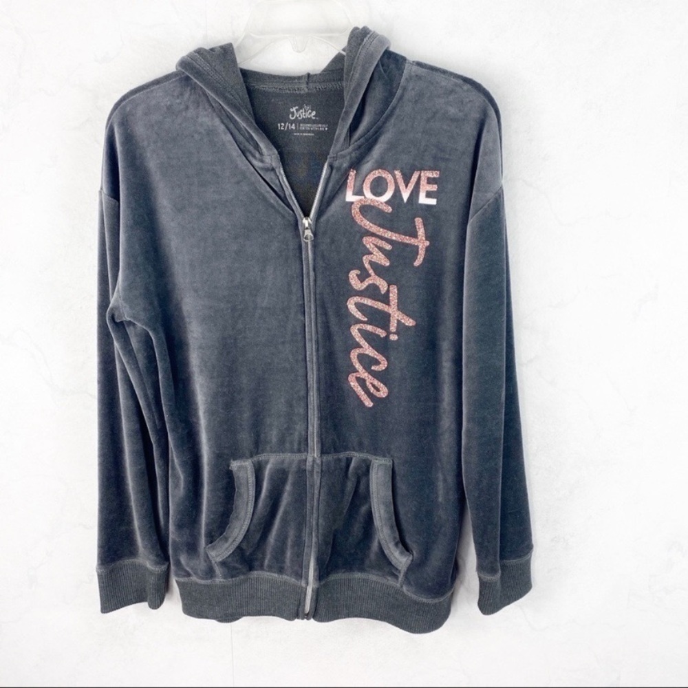 [Justice] Gray Soft Zip-Up Jacket